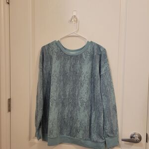 Mondetta Women's Teal Textured Crewneck Sweater